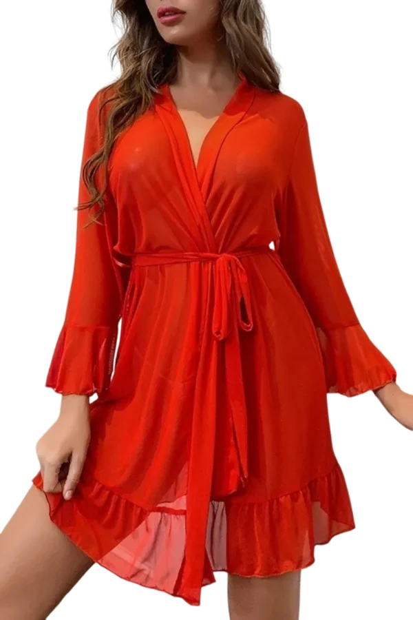 Custom Sexy Loungewear for Women - Bright Red Flowy Robe - 副本 - Supreme Lingerie Bright red flowy custom sexy loungewear robe for women.