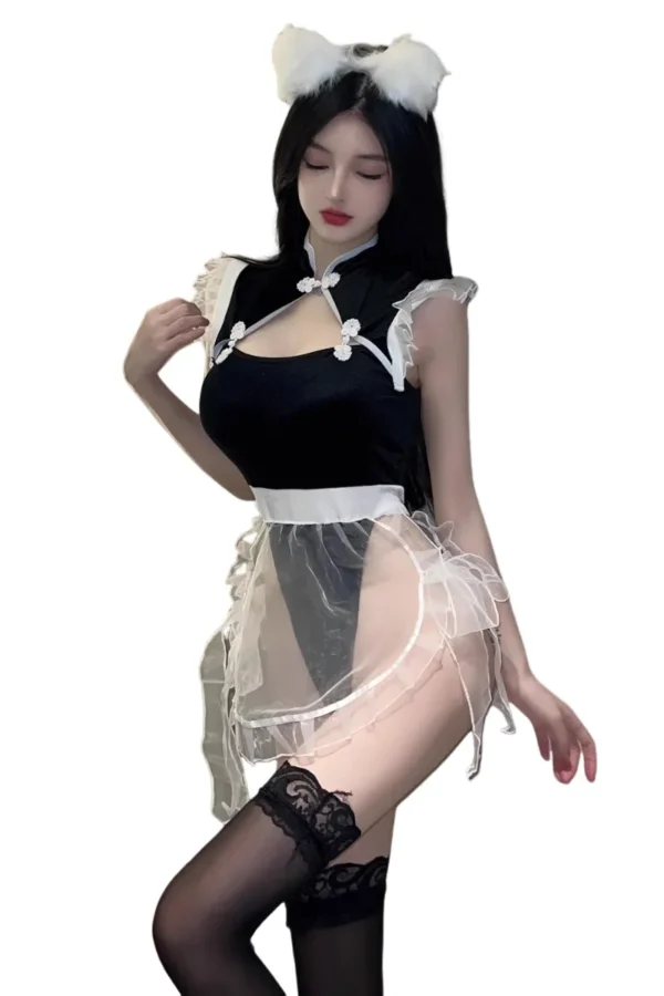 Elegant and cute bulk sexy maid costume set with fluffy ears