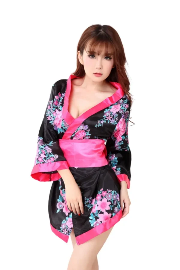 Private label kimono style lingerie showcasing intricate floral details