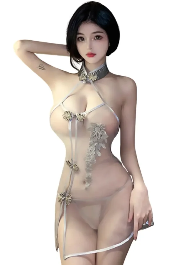 OEM Cheongsam Lingerie with Floral Embellishments - Supreme Lingerie A delicate OEM cheongsam lingerie featuring floral embellishments, perfect for wholesale and private label markets.