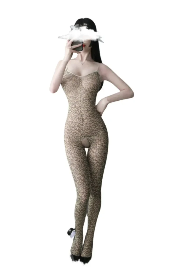 Full body OEM leopard print lingerie porn display
