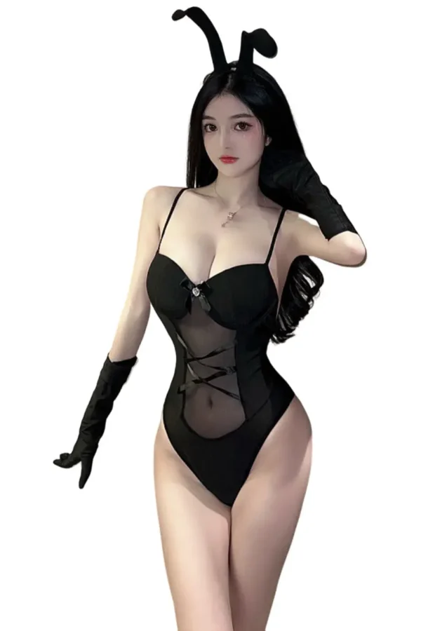 Alluring private label body Bunny lingerie with satin details.