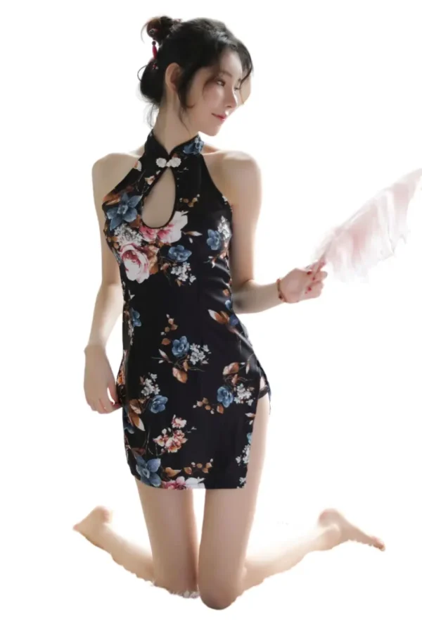 Elegant private label cheongsam woman lingerie in floral print for wholesale.