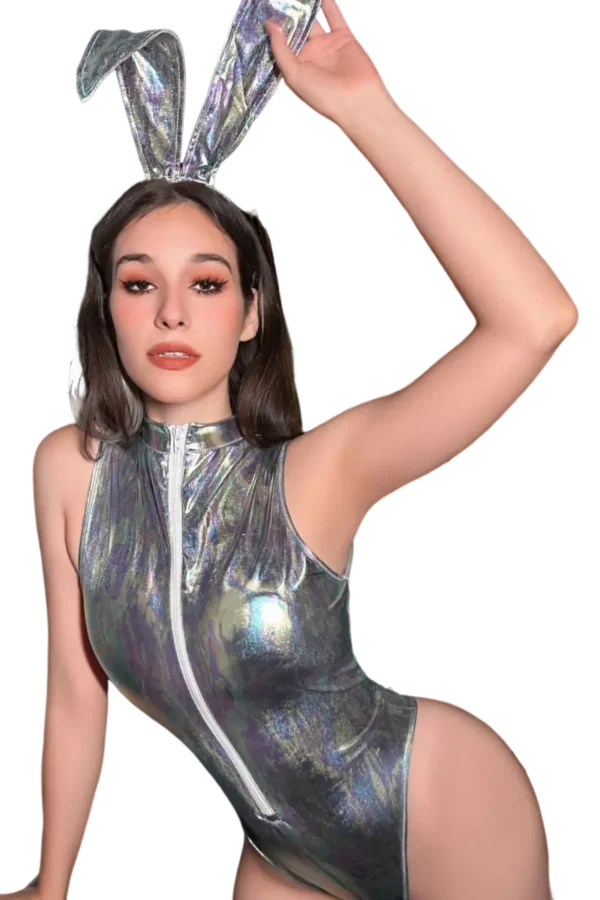 Sexy PU Lingerie Wholesale - Metallic Bunny Bodysuit - Supreme Lingerie Sexy PU lingerie wholesale metallic bunny bodysuit with zipper front