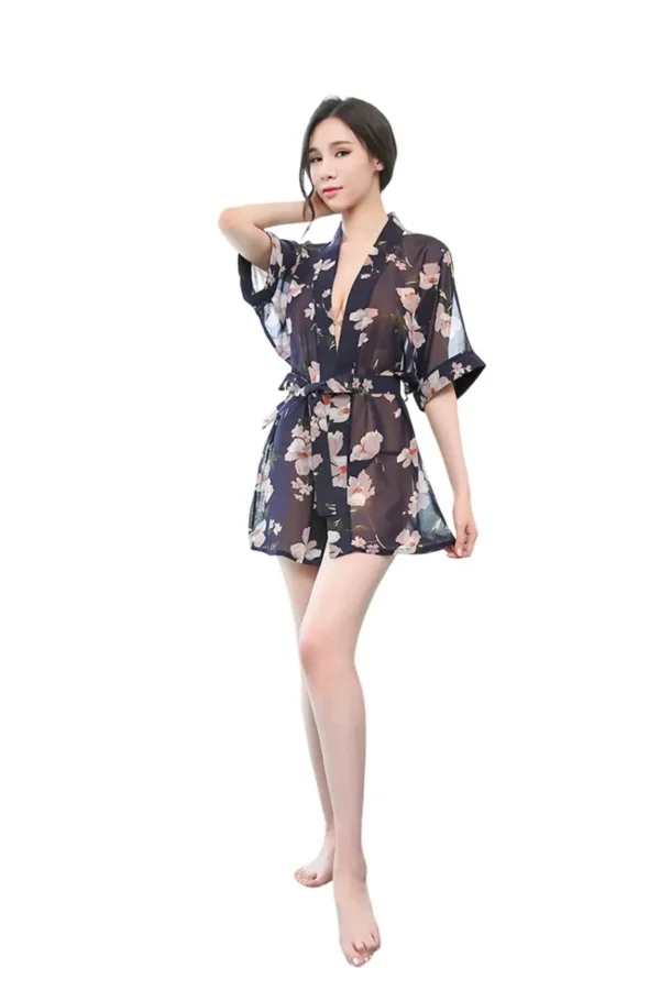 Sheer bulk sexy kimono lingerie with floral pattern, wholesale-ready