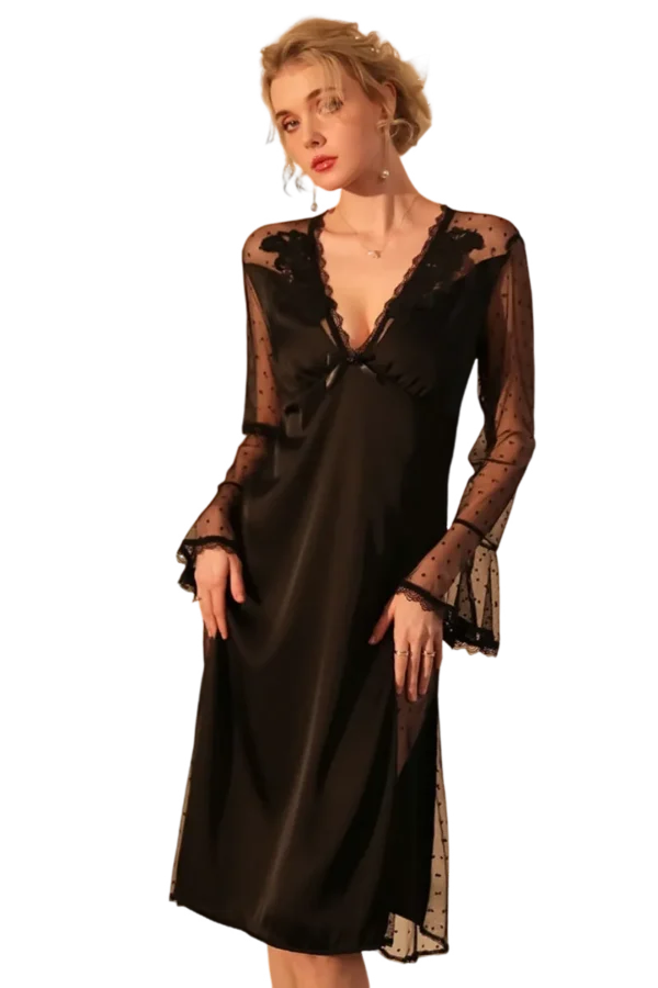 Woman wearing black lace comfy sexy loungewear OEM for a sleek look