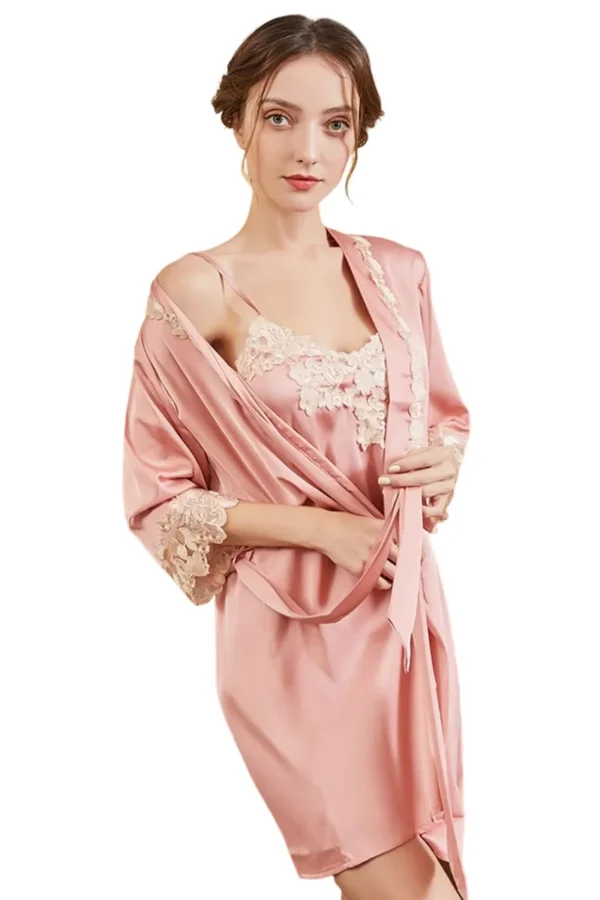 Blue sexy plus loungewear OEM adorned with lace edges.