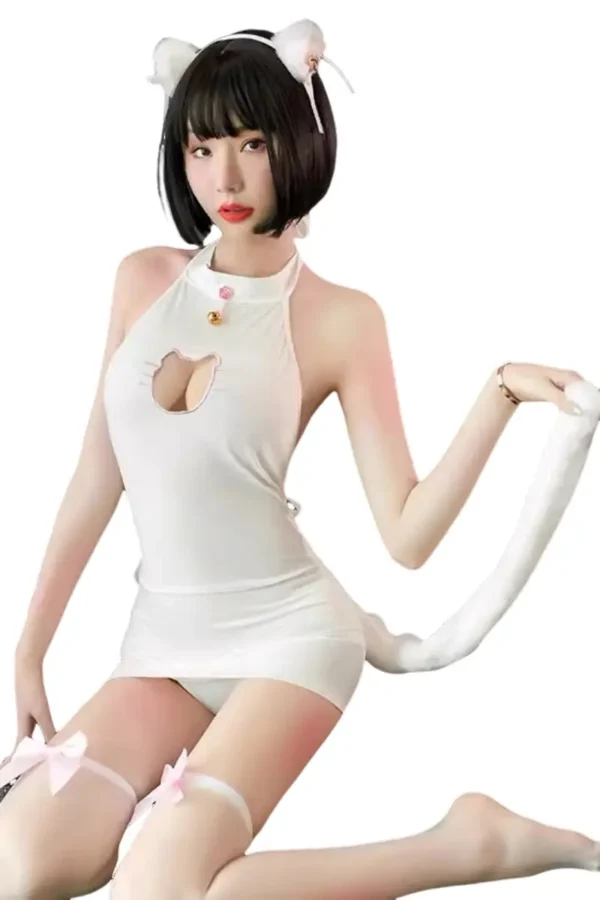 White Cat Lingerie Porn Wholesale Outfit - Cute and Playful - Supreme Lingerie Cute white cat lingerie porn wholesale outfit with tail and ears.