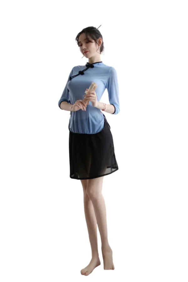 Classic blue cheongsam lingerie available for bulk orders