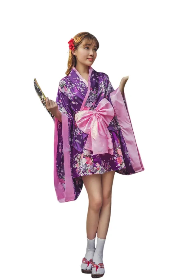 Front view of bulk lingerie with kimono in vibrant colors
