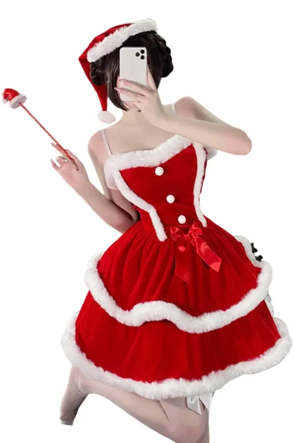 Christmas stockings lingerie wholesale in red with white accents