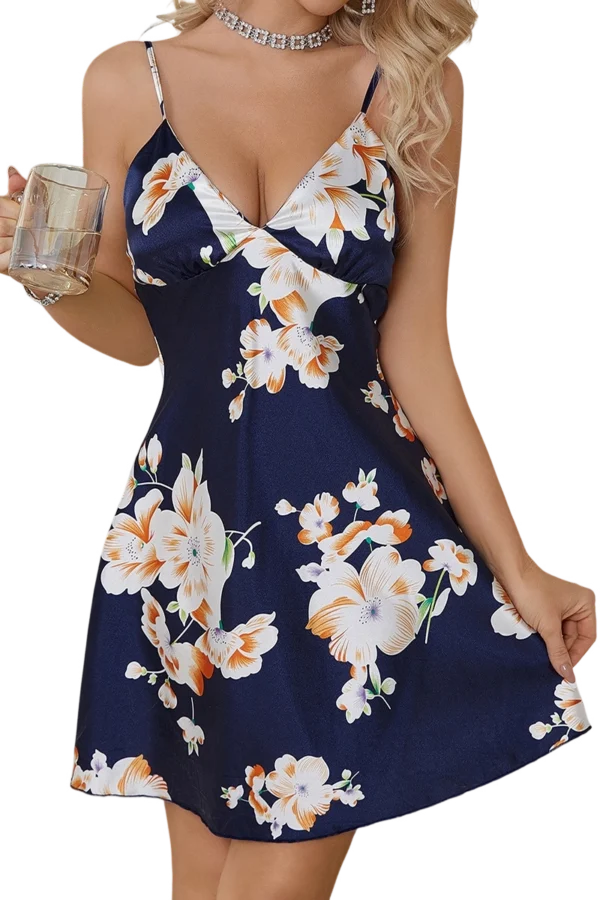 Black edition of the B2B long lace nightgown with subtle floral patterns