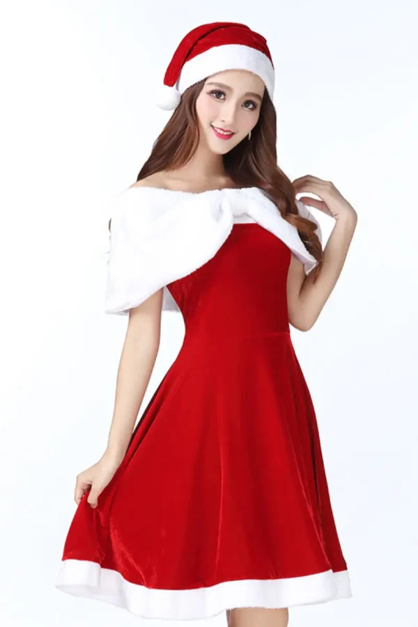 B2B plus size Christmas lingerie in red, elegant Santa dress style