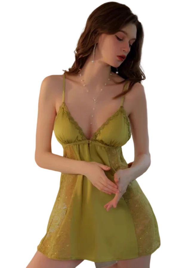 Unique green B2B stretch lace bodice nightgown for eye-catching collections.