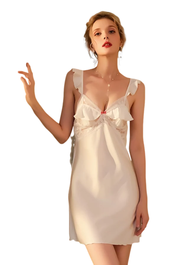 B2B white nightgown lace with front lace detail for wholesale