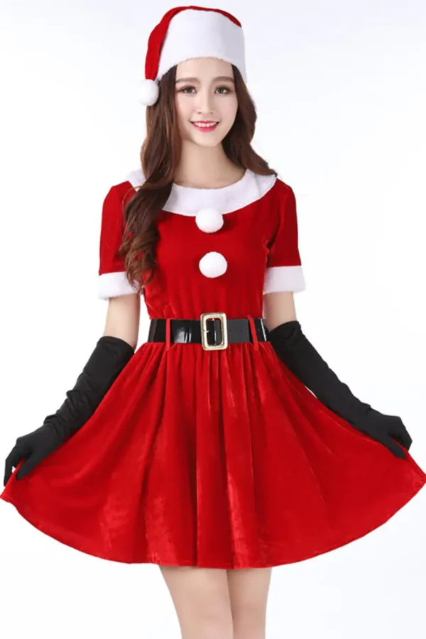 Bulk Christmas body lingerie with flared skirt and black gloves