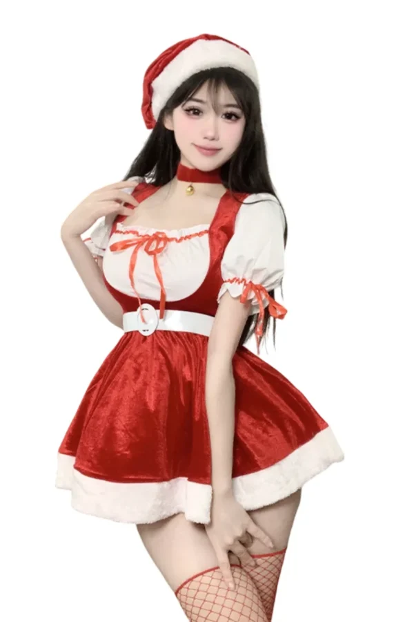 bulk christmas dress lingerie with festive red velvet and white trim