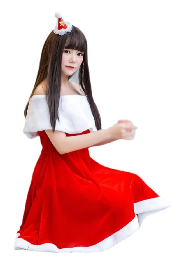 Classic OEM Sexy Lingerie Christmas red dress with white border