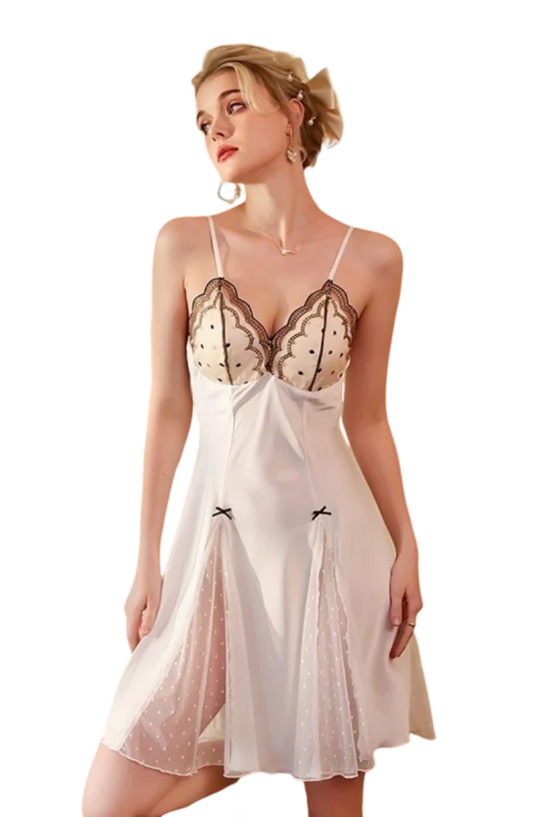 Custom cotton lace nightgown in a pure white color, showcasing delicate lace and soft fabric.