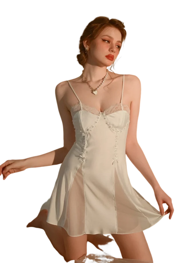 Custom crochet lace nightgown with elegant white design for premium comfort.
