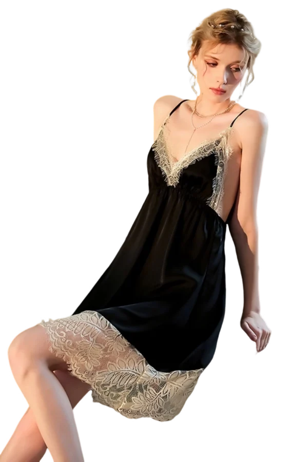 custom plus size lace nightgown in classic black with lace details