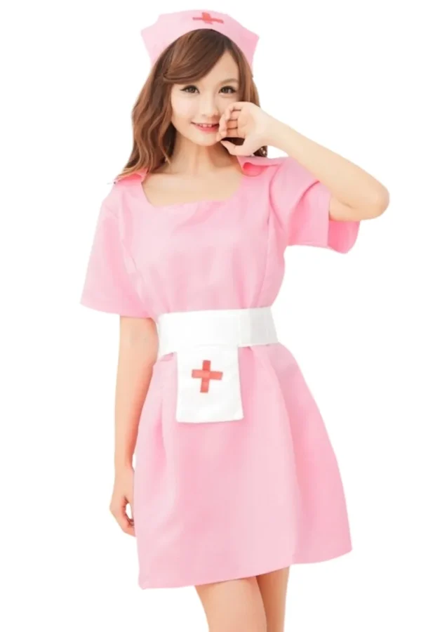 Custom Sexy Nurse Costume in Pink - Classic and Fun - Supreme Lingerie Custom sexy nurse costume in pink with matching hat and cross details.