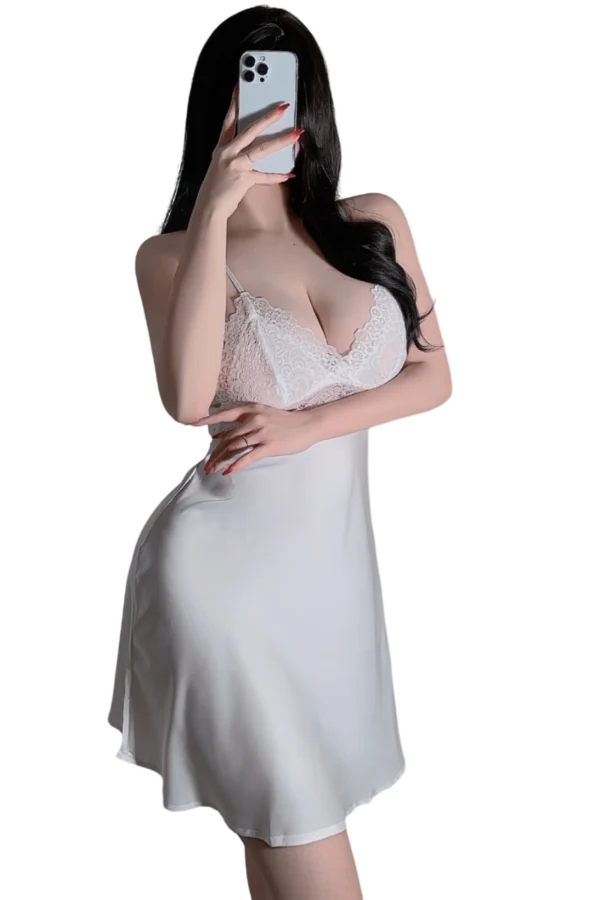 B2B bridal lace nightgown with soft satin finish