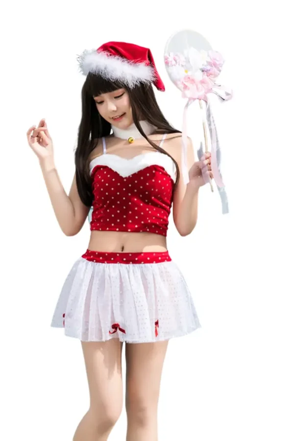 Elegant bulk Christmas bodysuit lingerie with sheer white skirt