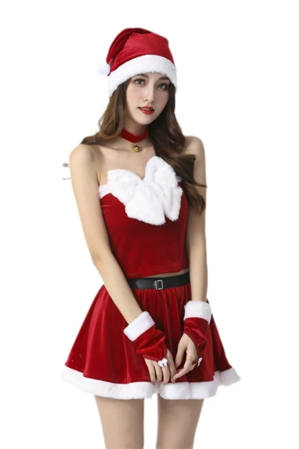 Elegant Christmas lingerie stockings with custom fur trim detail