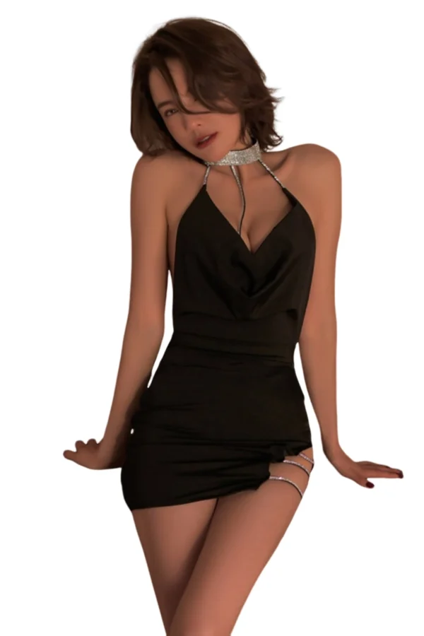 Elegant OEM vintage lace bodice nightgown showcasing a sophisticated black design.