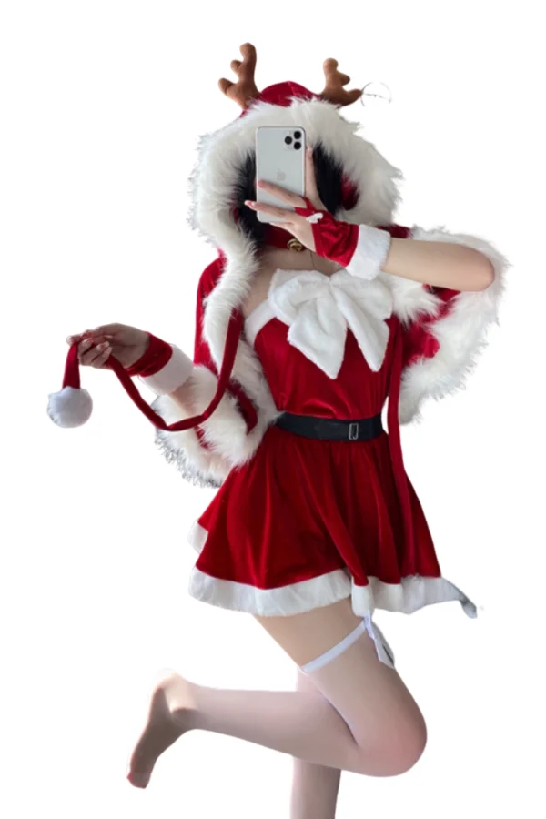 Full set of private label Christmas lingerie with matching stockings