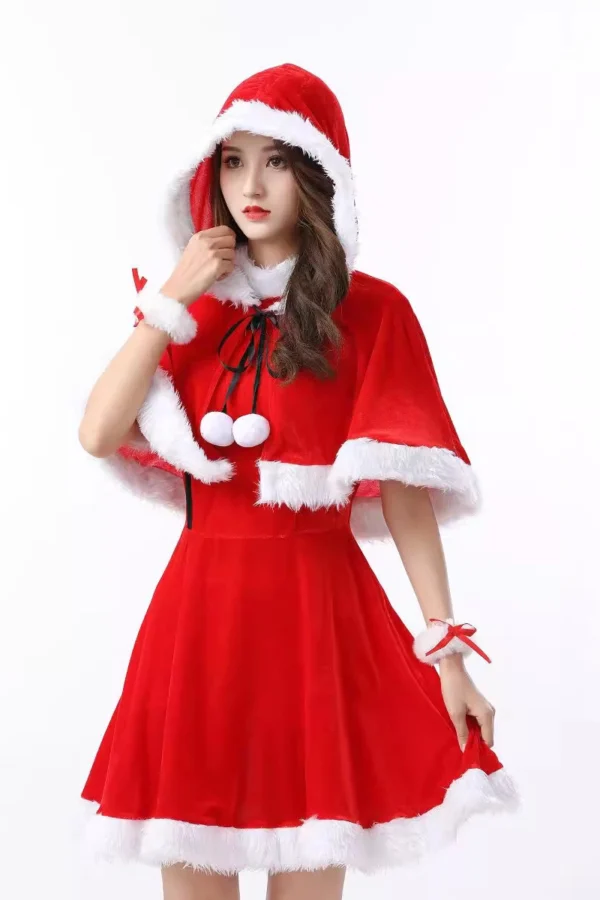 OEM Christmas lingerie set featuring a festive hooded cape