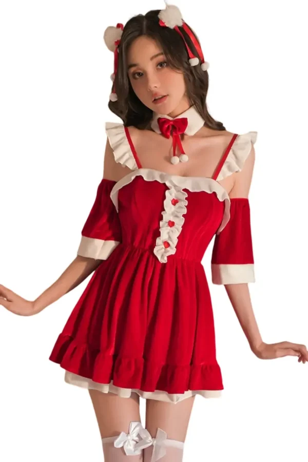 OEM Christmas lingerie with stockings and lace trim