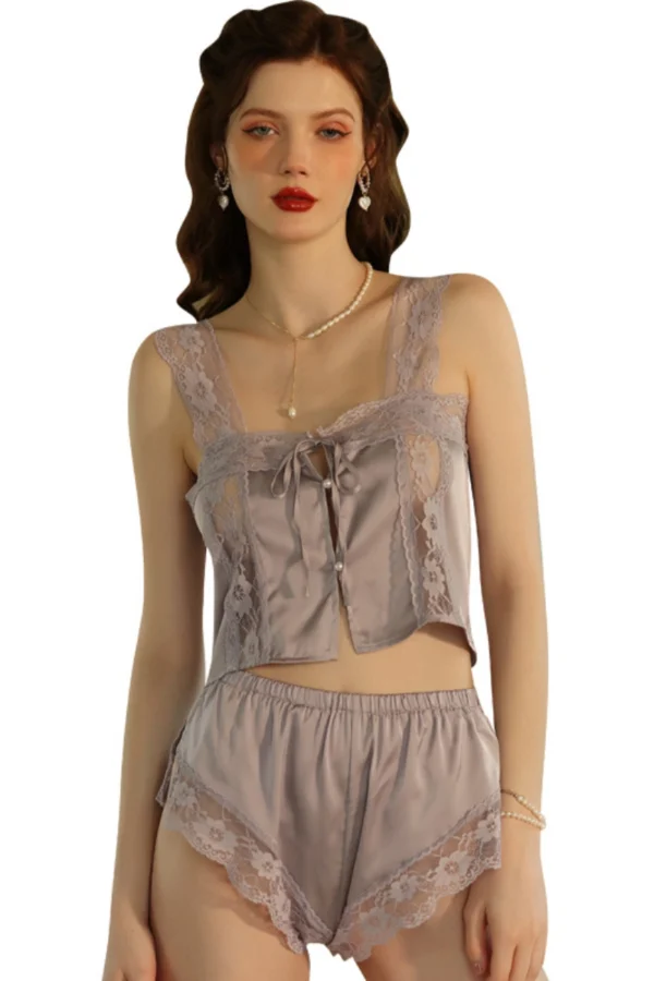 OEM transparent lace nightgown featuring a sophisticated grey lace design