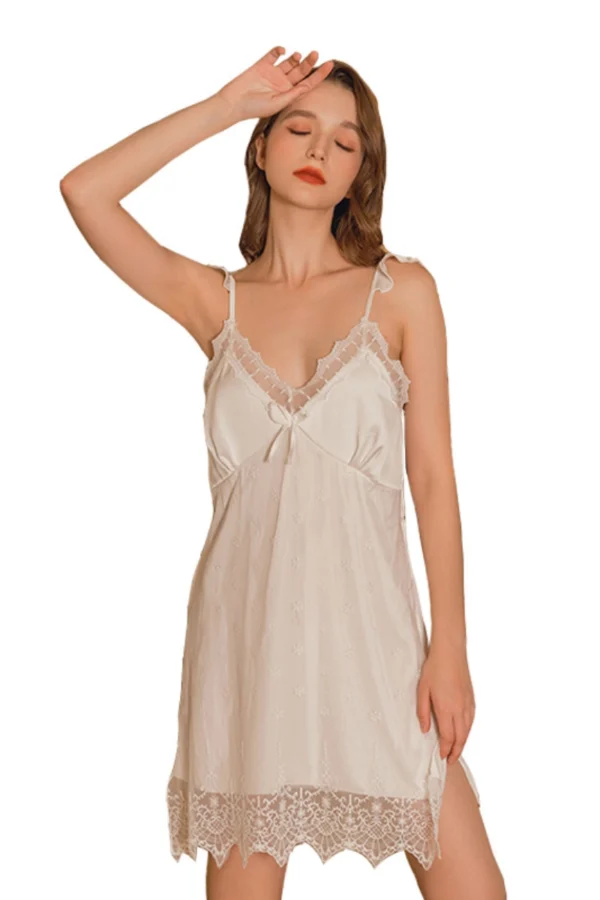 Private label lace black nightgown featuring intricate lace patterns and elegant design