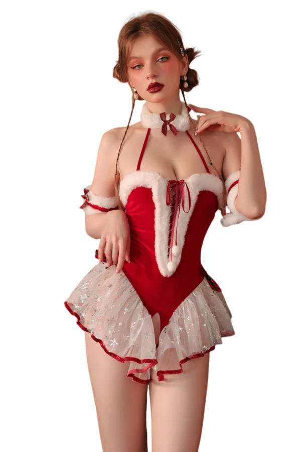 Full outfit of private label Santa costume with skirt detail