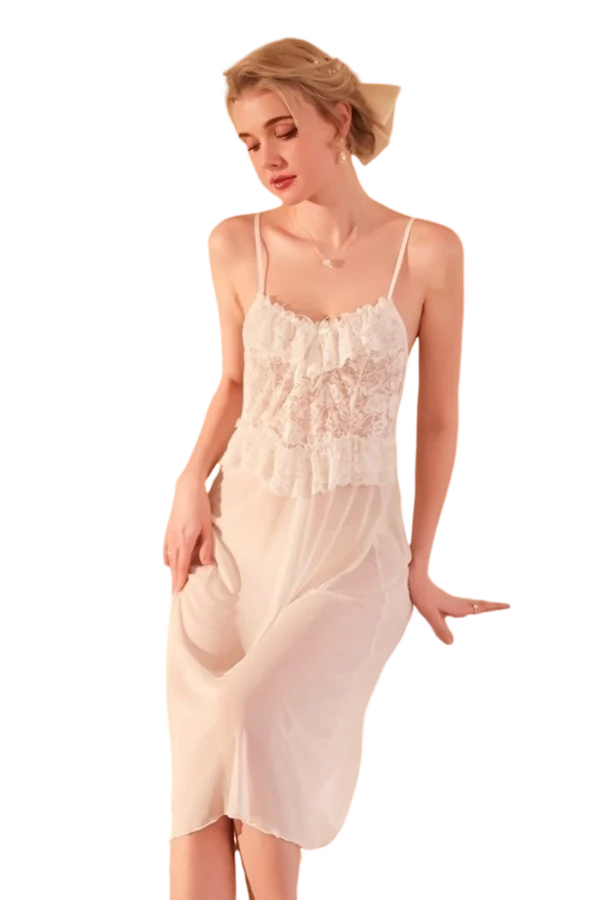 private label silk lace nightgown in classic black style