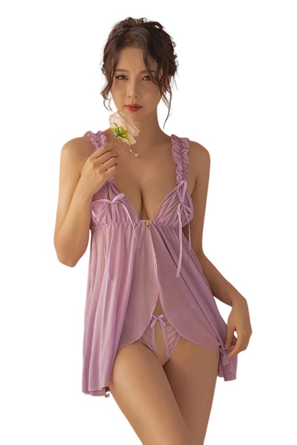 Red private label lace nightgown dress with eye-catching details.