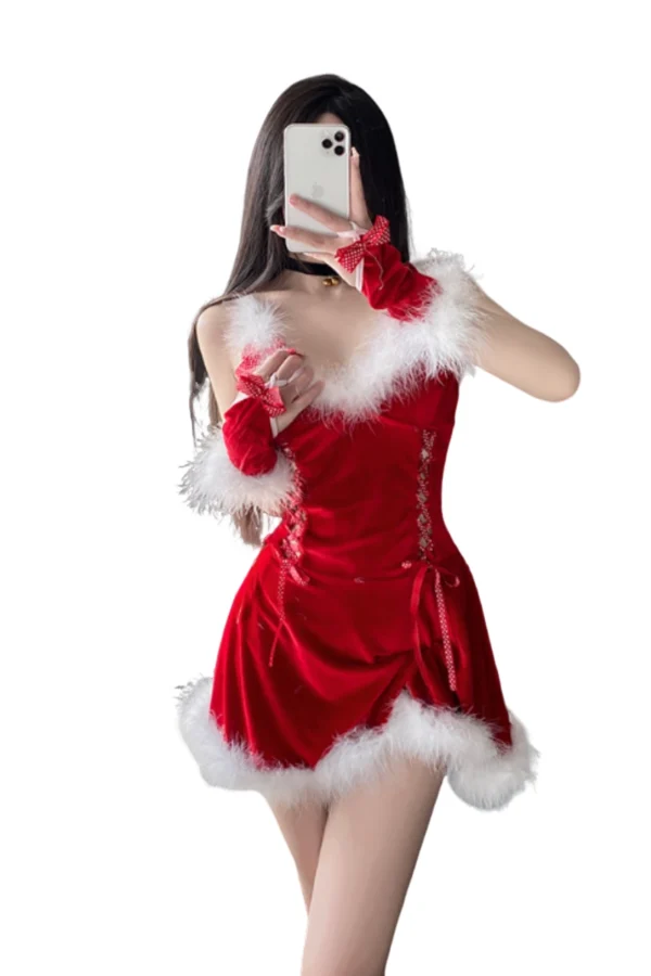 Red velvet body Christmas lingerie wholesale, perfect for festive occasions
