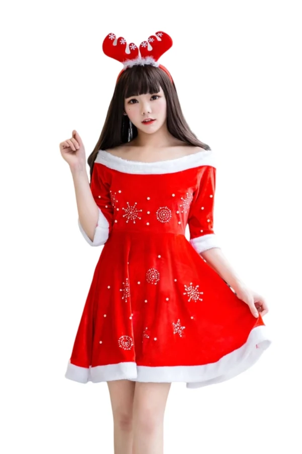 Sexy lingerie Christmas wholesale, snowflake embellished Santa dress
