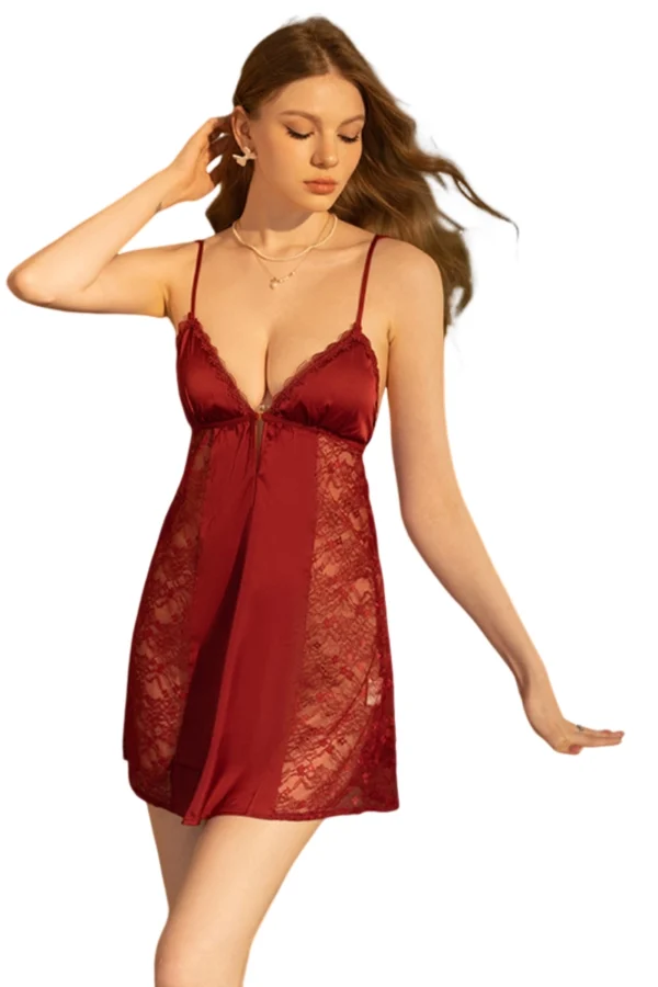 Red stretch lace bodice nightgown wholesale with a luxurious finish