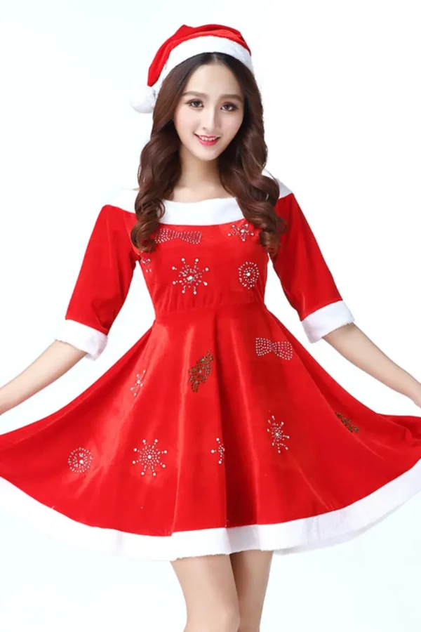 lingerie and christmas wholesale red festive dress with Santa hat