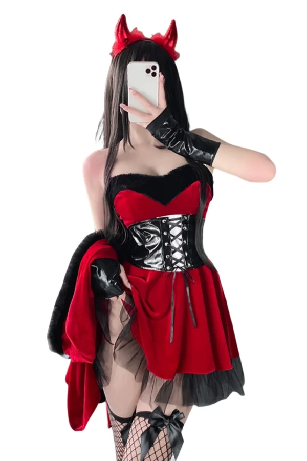 private label crotchless Christmas lingerie red corset design