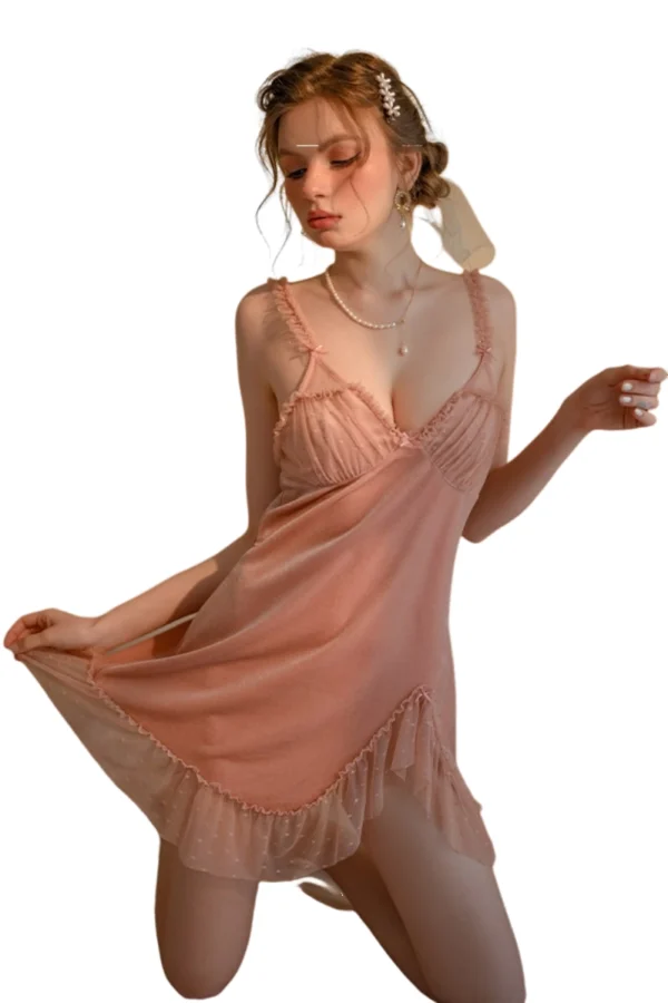 Elegant Chiffon and Lace Nightgown for wholesale lingerie collections