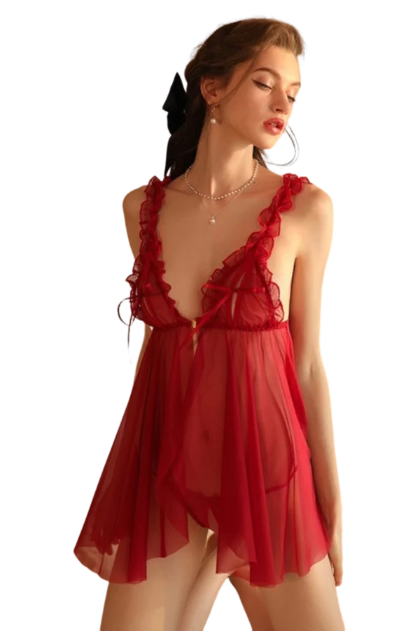 Custom French lace nightgown with a romantic design perfect for special occasions.