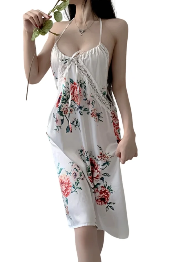 "Floral print bulk lace nightgown with delicate design, available at cheap prices."