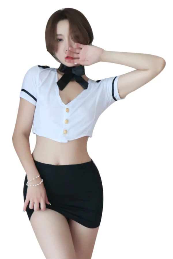 Sexy Secretary Costume Wholesale - Bold Professional Look - Supreme Lingerie Sexy secretary costume wholesale with cropped white shirt and black skirt