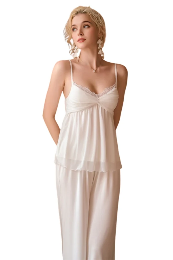 Timeless white knee length lace nightgown available for wholesale.