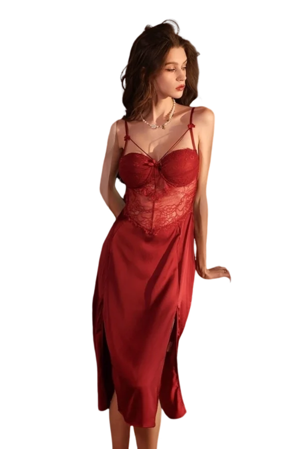 Wholesale crochet lace nightgown, ideal for elegant sleepwear collections.