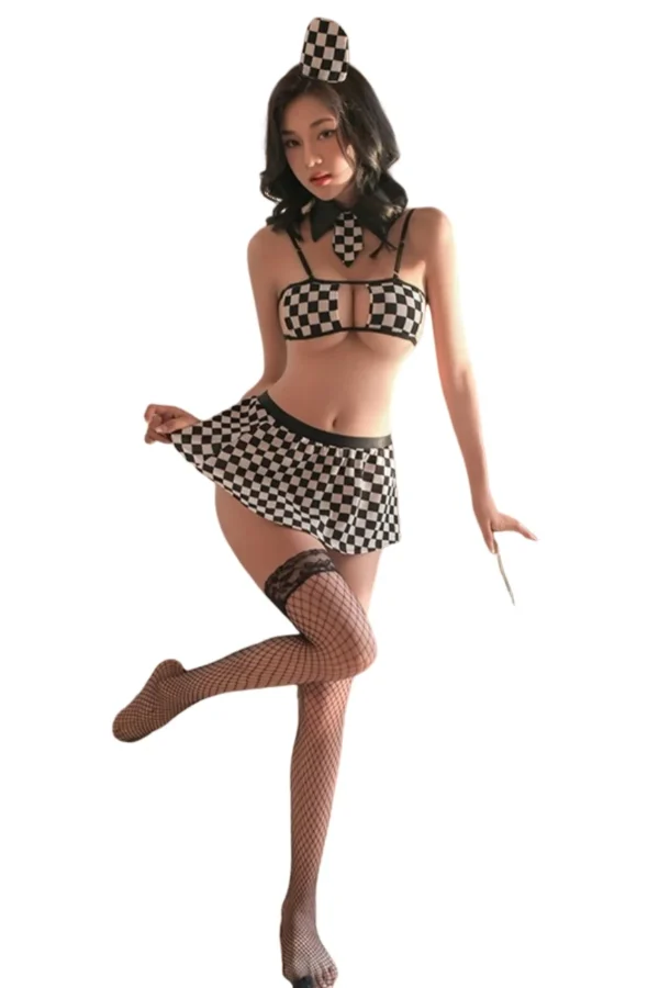 Premium checkered bulk airline stewardess uniform featuring a unique design for branding and events.